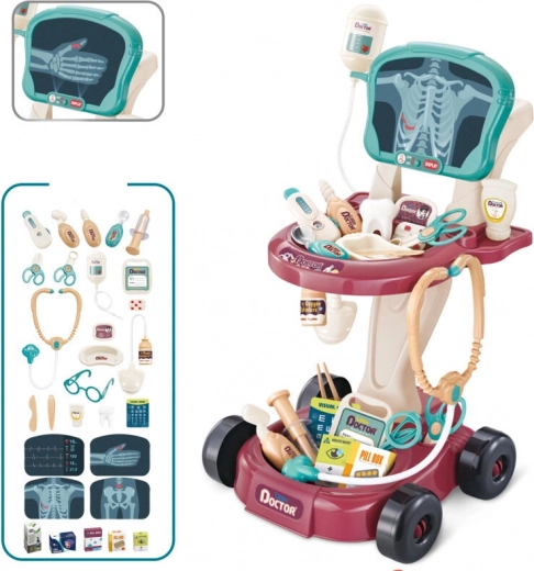 Lékařský set na vozíku se stolkem a EKG pro děti