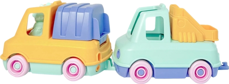 Simple. sada autíček na písek a do vody – hasičské auto a popelářský vůz