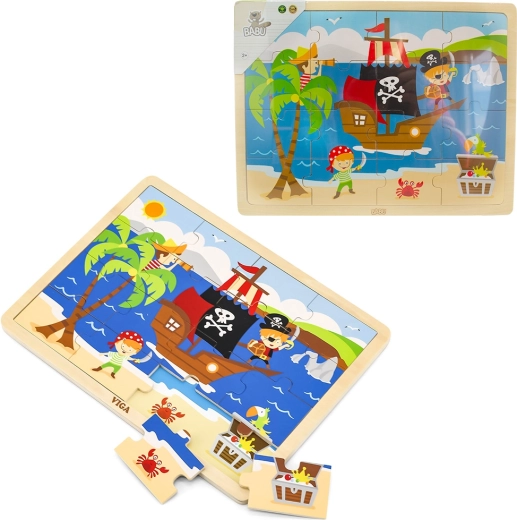 Dřevěné 3D puzzle piráti BABU
