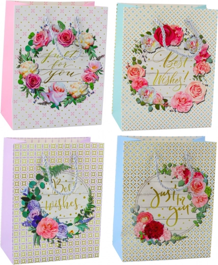 Dárková Taška Květinové Vzory Best Wishes 23 x 18 x 10,5 cm