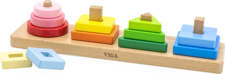 Viga dřevěná vkládačka s geometrickými tvary