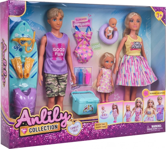 Rodinný plážový set s panenkami a doplňky