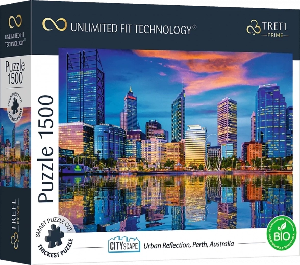 Puzzle TREFL UFT Cityscape – odraz města Perth, Austrálie, 1500 dílků