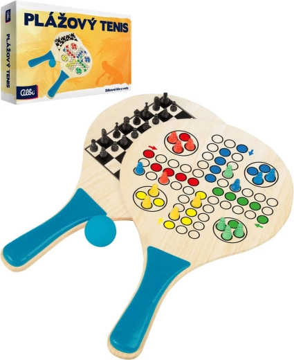 ALBI Plážový tenis, šachy a Člověče, nezlob se 3 v 1 ze dřeva