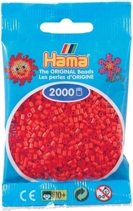Hama mini zažehlovací korálky červené 2000 ks