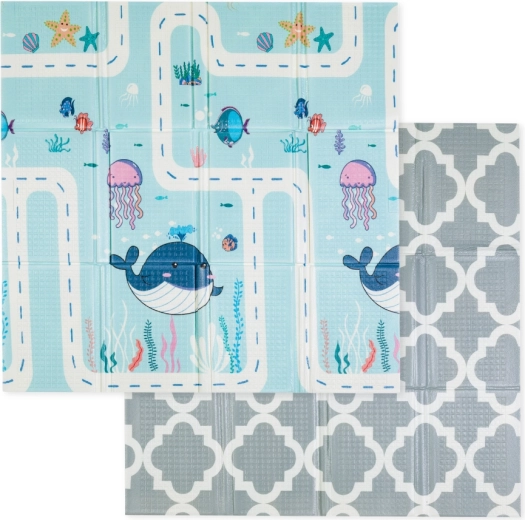 Skládací podložka na hraní Petite&Mars Campy L 130 × 200 cm animals & hexagon