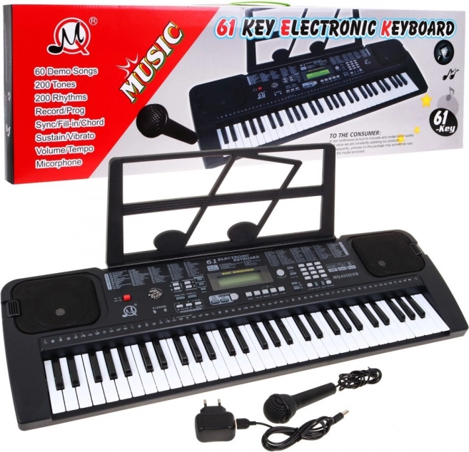Elektronický kláves s mikrofonem pro děti 5+ MP3 Taktoměr Radio USB