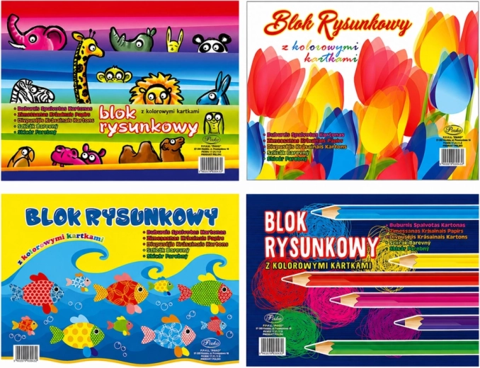 Barevný výkresový blok A4, 16 listů, 80 g/m² PROTOS - 1 kus