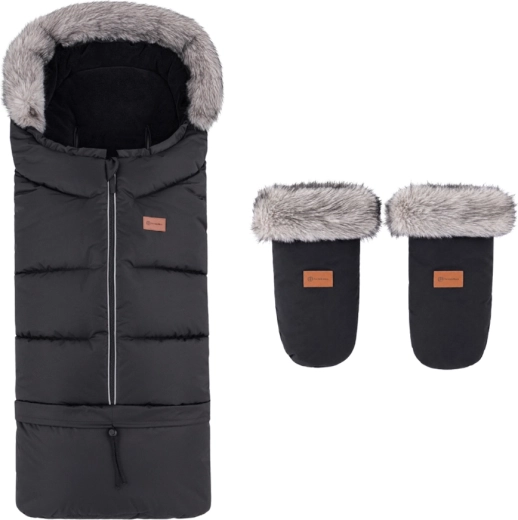 Petite&Mars zimní set: fusak Arctic 4v1 a rukavice na kočárek Fjora – forever black