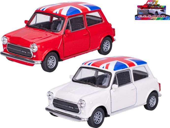 Kovový model Welly Mini Cooper 1300 UK 1:43 s otevíracími dveřmi a pull-back