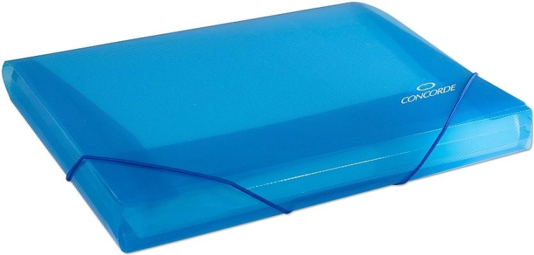 Spisové desky s gumičkou A4, transparentní modrá CONCORDE