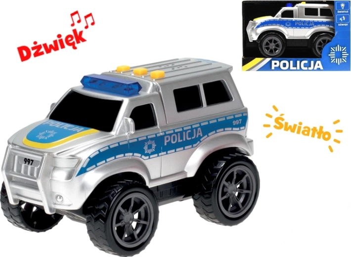 Policejní auto s polským designem se setrvačníkem a světelnými a zvukovými efekty 18 cm