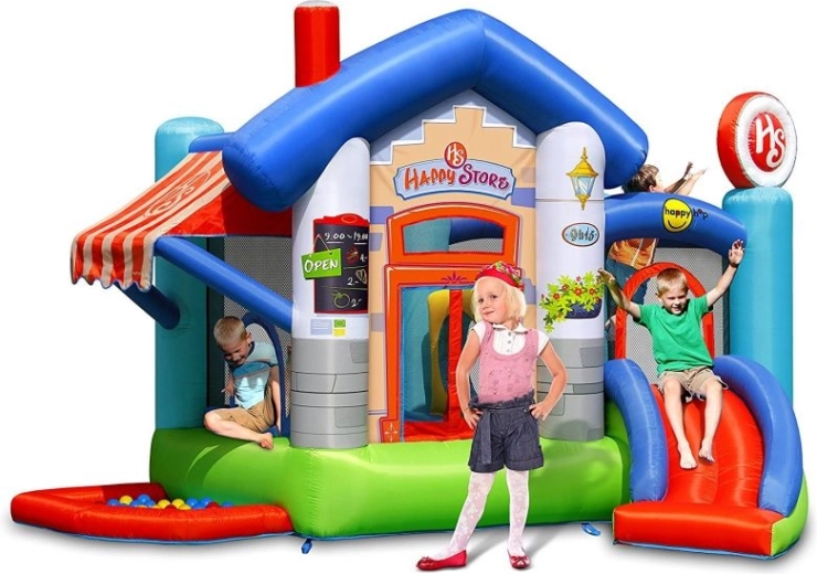 Happyhop nafukovací hrad Happy Store se skluzavkou a trampolínou