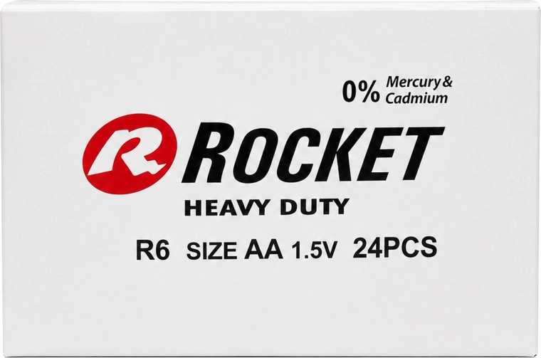 Baterie Rocket AA (R6) 1,5 V zinkouhlíkové – balení 24 ks (6×4)