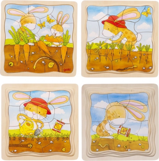 dřevěné vrstvené puzzle zeleninový záhon – vývoj mrkve (goki)