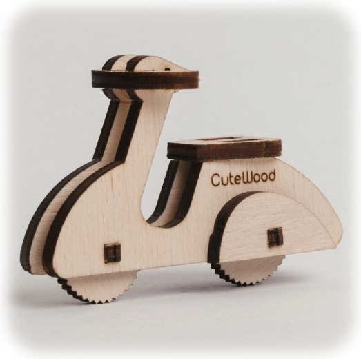 CuteWood dřevěné 3D puzzle moped