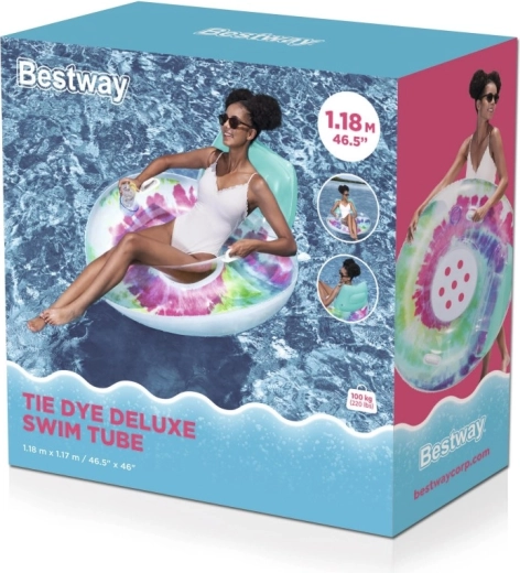 Nafukovací kruh s opěrkou Bestway Tie Dye 118 × 117 cm