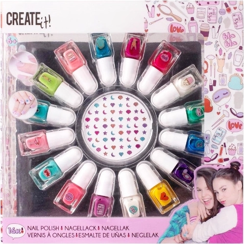 Create It! laky na nehty – sada 16 barev s ozdobami