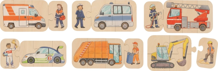 Dřevěné puzzle vozidla 6v1 goki