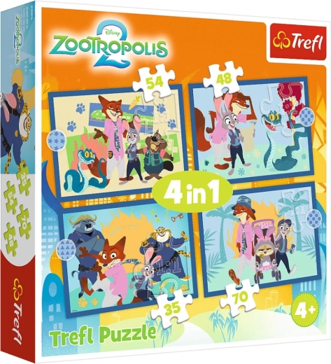 Puzzle 4 v 1 Zootropolis plný dobrodružství DISNEY Zootropolis 2