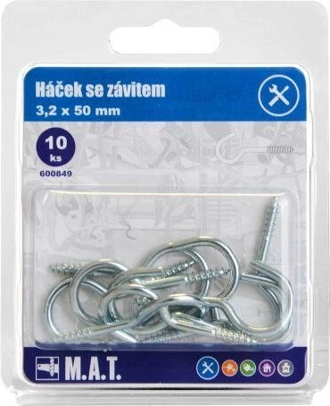 Háček se závitem 50 × 3,2 mm, zinkovaný (10 ks)
