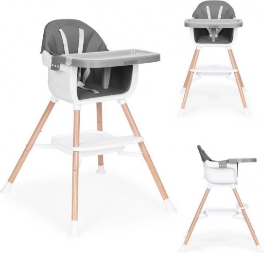 Dětská jídelní židlička 2 v 1, šedá, ECOTOYS