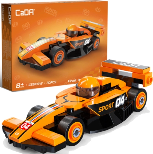 CaDA stavebnice závodní auto circuit racing car oranžové 70 dílků