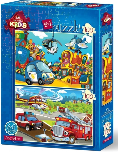 Puzzle policie a hasiči 2×100 dílků