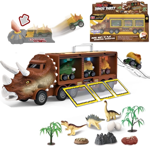 Dinosauří náklaďák s odpalovačem a autíčky