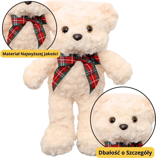 Plyšový Medvídek s Mašlí Bílý 30 cm