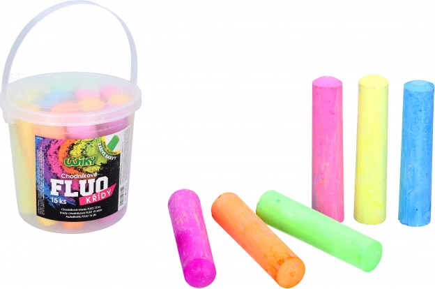 Chodníkové křídy FLUO v kyblíku 15 ks