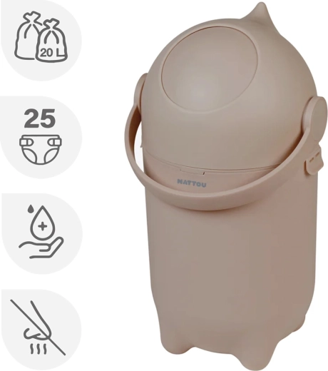 Nattou koš na pleny Dropy taupe 20 l