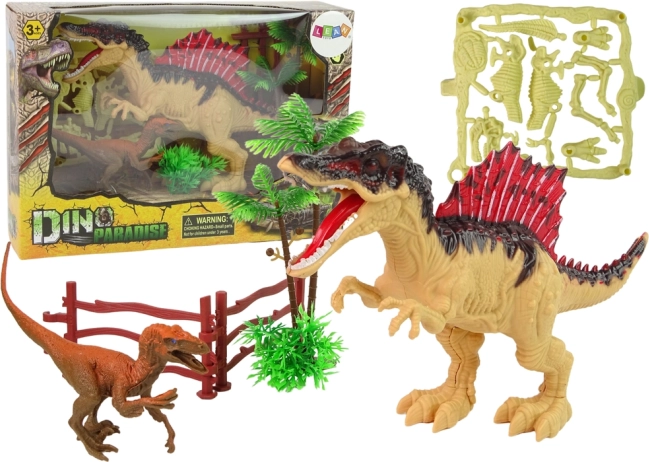 Velká sada dinosaurů DINO PARADISE se spino­saurem, kompsognatem a kostrou