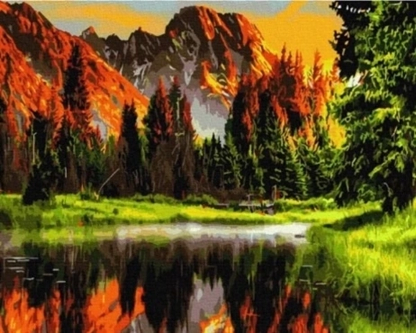 Norimpex malování podle čísel Hory nad rybníkem na podzim 40 × 50 cm