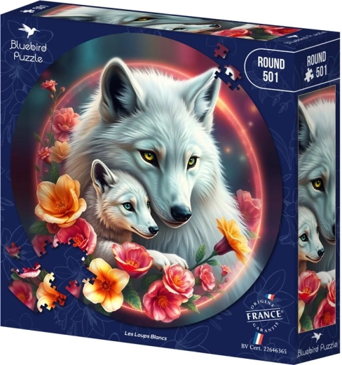 Bluebird kulaté puzzle Bílí vlci 501 dílků