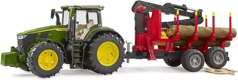 Bruder Traktor John Deere se zadním přívěsem a kládami