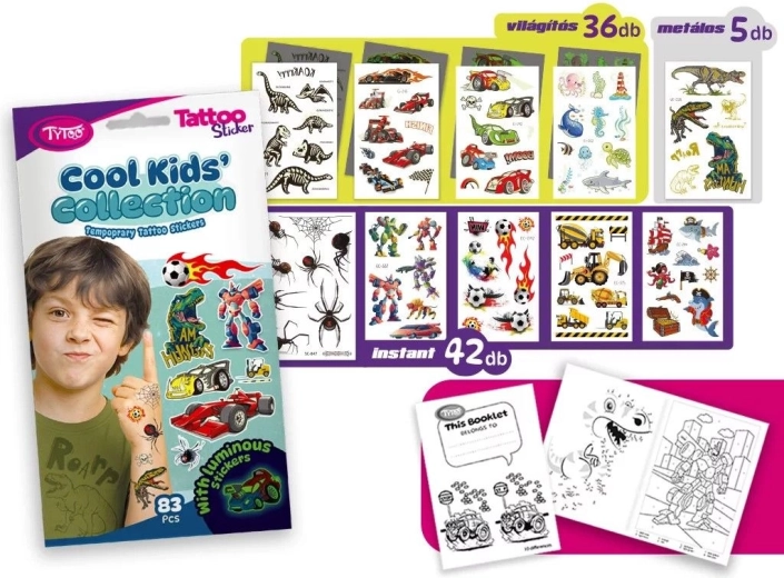 Sada dočasných tetování Cool Kids’ Collection - 1 kus