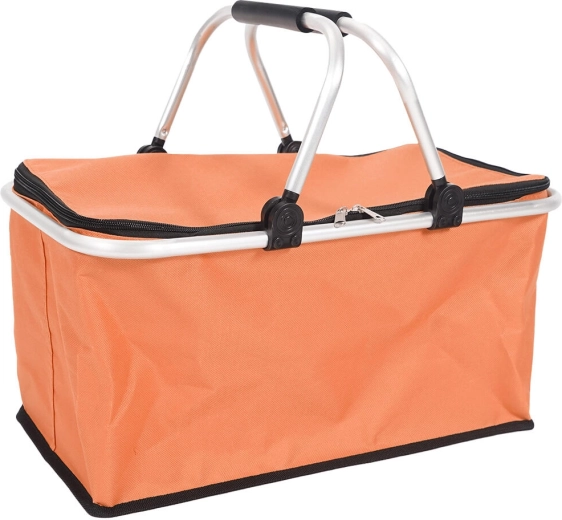 Skládací nákupní košík 46 × 27 × 23 cm, hliník a polyester, oranžový