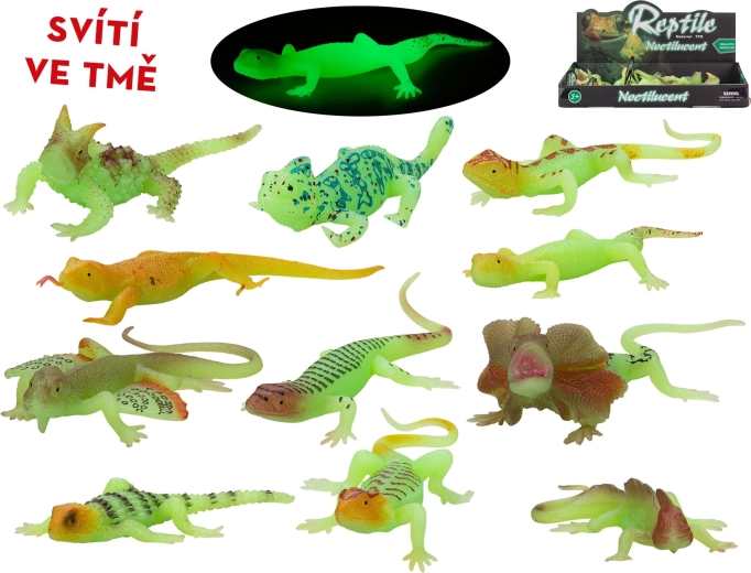 Svítící figurka ještěrky ve tmě 13–16 cm