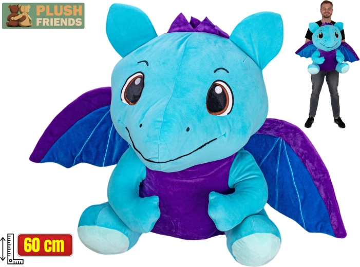 Plush Friends drak modrý plyšový 60 cm sedící