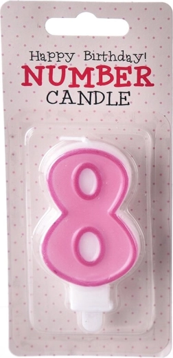 Dortová svíčka číslo 8 růžová 7 cm