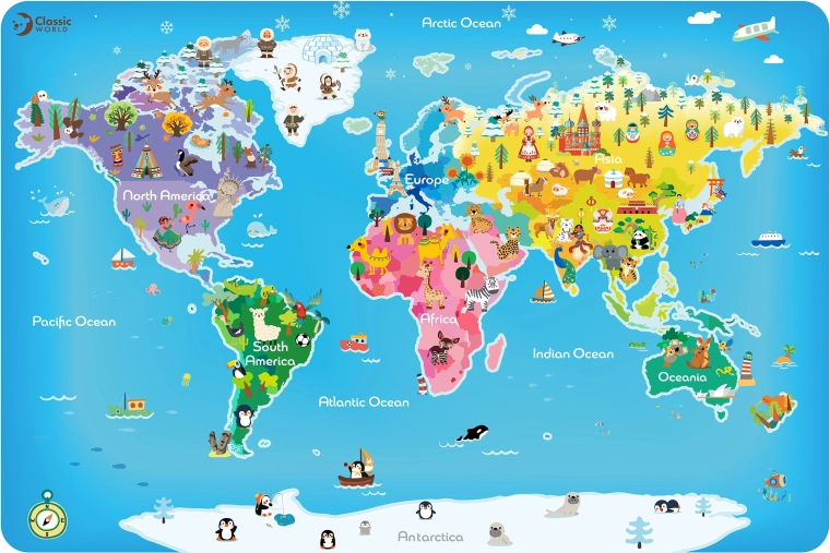 Dřevěné puzzle Mapa světa pro děti Classic World