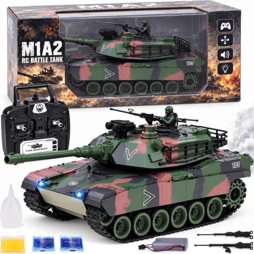 Zdalně ovládaný tank Abrams M1A1 RC 2,4 GHz 45 cm – střelba, kouř, zvuk a světla
