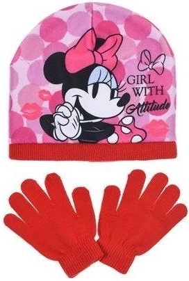 Červená čepice a rukavice Minnie – Velikost: 52