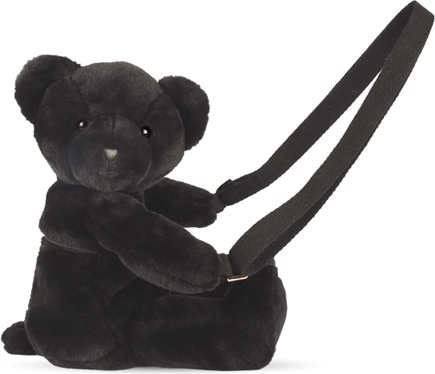 Doudou plyšová taška přes rameno medvídek, černá 30 cm