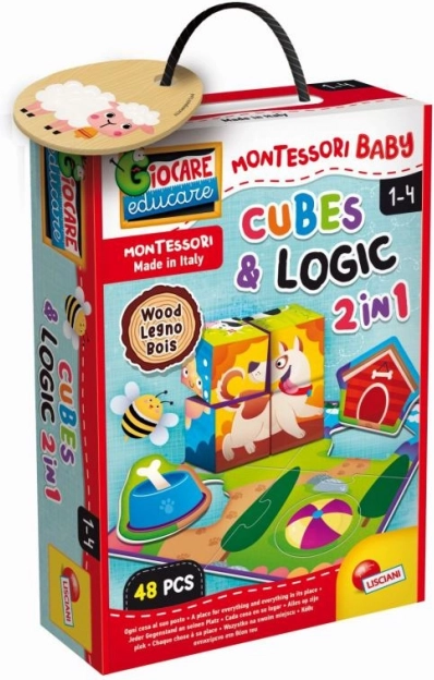 Montessori dřevěné kostky se zvířátky pro logiku