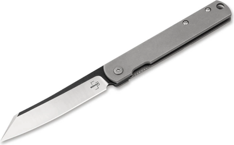 Böker Plus Zenshin kapesní nůž 7,5 cm Stonewash z nerezové oceli se sponou