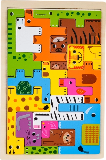 Dřevěná zvířecí puzzle sada pro děti