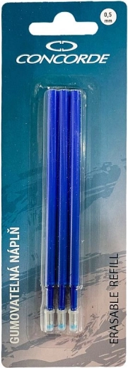 Náplně do gumovatelného pera CONCORDE, modré, 0,5 mm, 3 ks