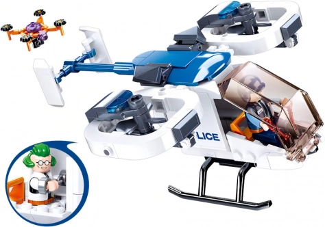 sluban policejní vrtulník s dronem – stavebnice